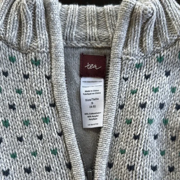Tea Collection Cozy Gray and Green Knit Sweater - Picture 2 of 2